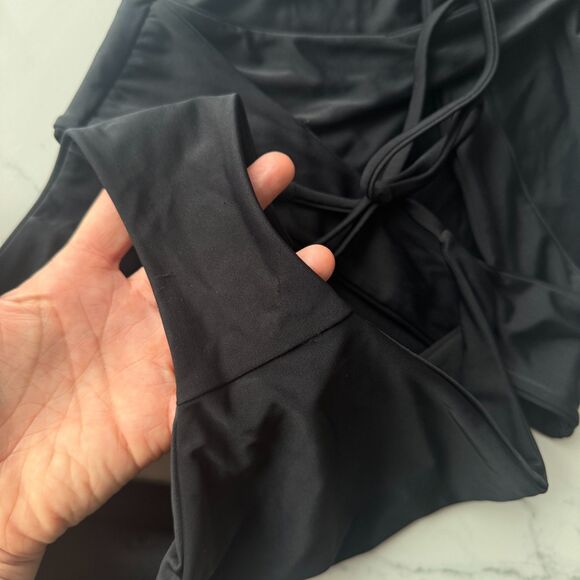 Made in USA BIKYNI brand The Crop (XS) + The String (M) 2pc Bikini Set - Black - Picture 6 of 14